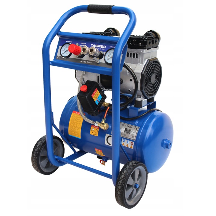 Compresor aer portabil cu roti 16L fara ulei silentios 1100W stomatologie (TA382)