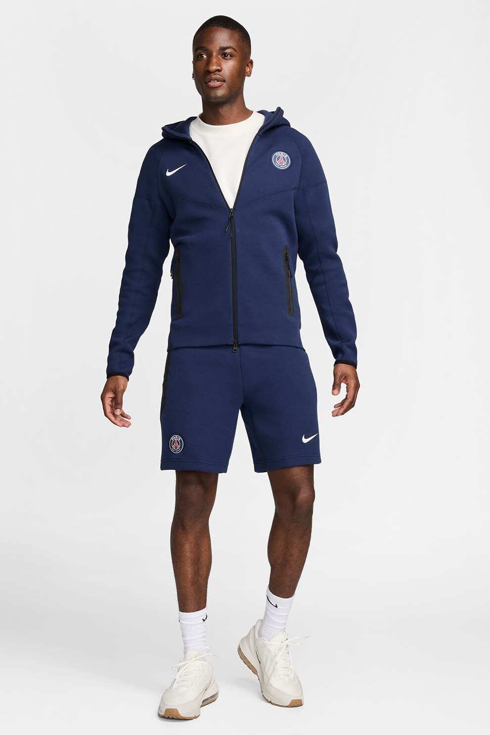 Nike, Bluza sport din fleece Paris Saint-Germain Tech, Alb