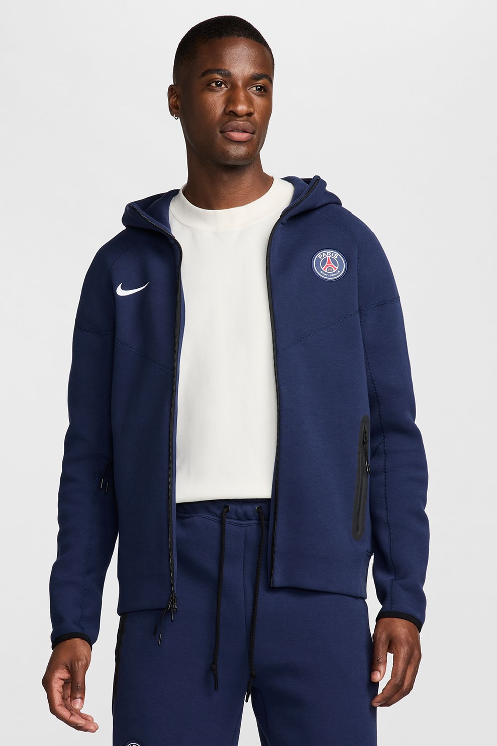 Nike, Bluza sport din fleece Paris Saint-Germain Tech, Alb