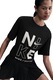 Nike, Tricou de bumbac cu decolteu la baza gatului si logo, Alb/Negru