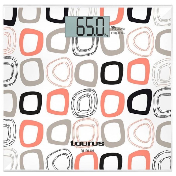 Cantar corporal Taurus Dublin, 150 kg, precizie 100 g, design slim, inchidere automata, baterii lithium long life, Alb/Negru