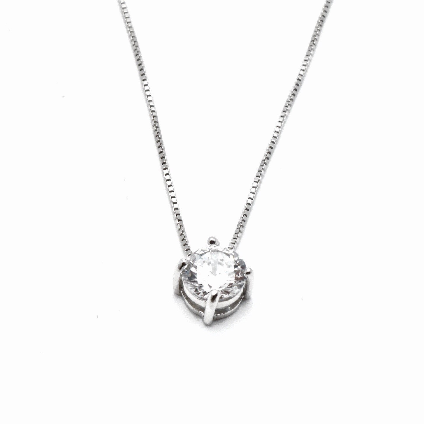 Colier argint rodiat Luxor Gioielli cu pandant zirconiu alb 6mm