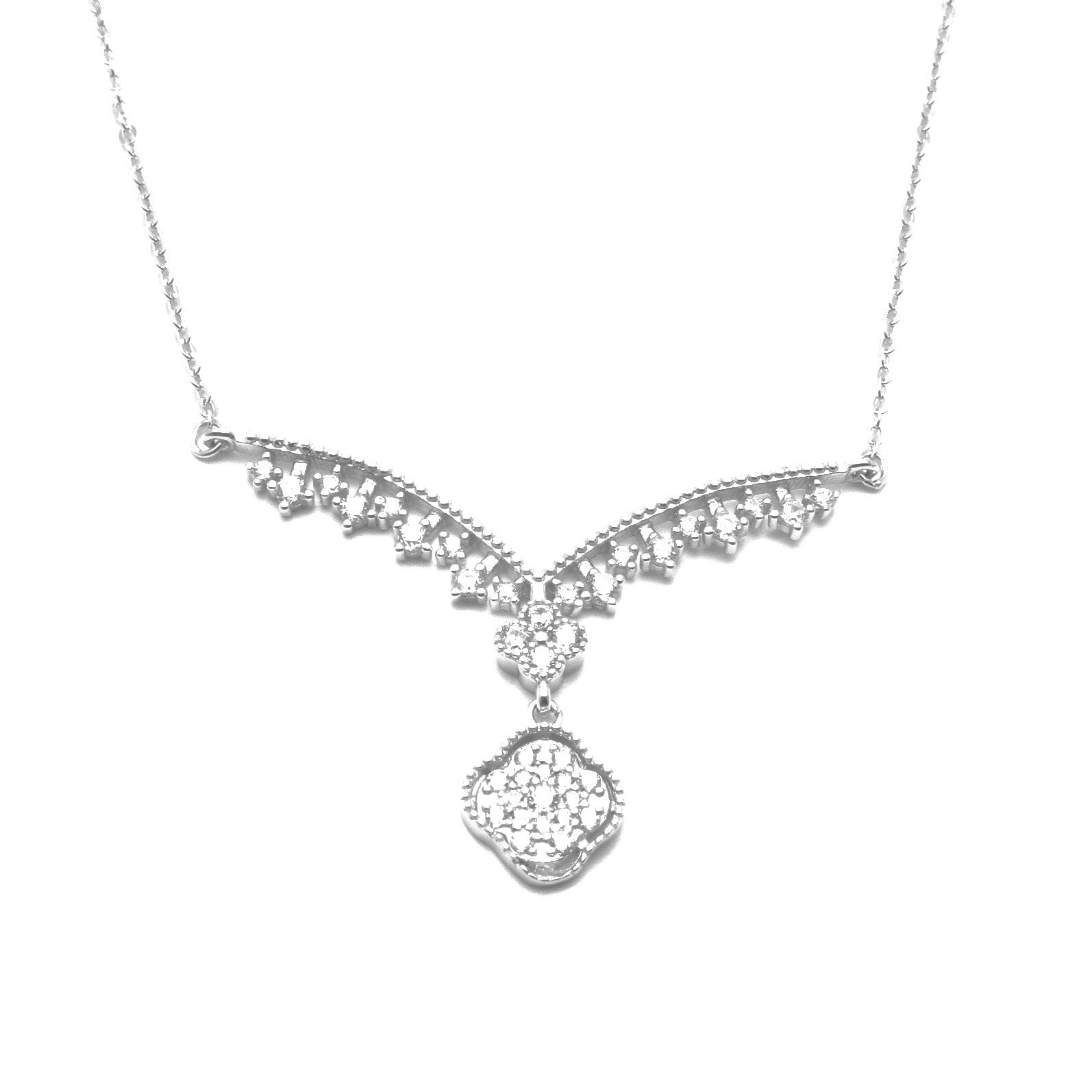Colier argint rodiat Luxor Gioielli pandant placat cu zirconii albe