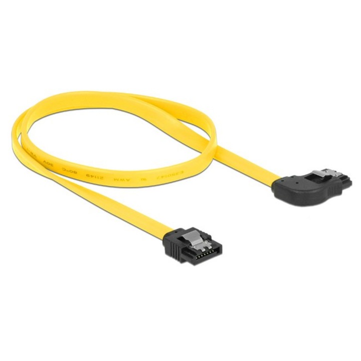 Delock Cable SATA 6 Gb/s male straight > SATA male right angled 50 cm yellow met