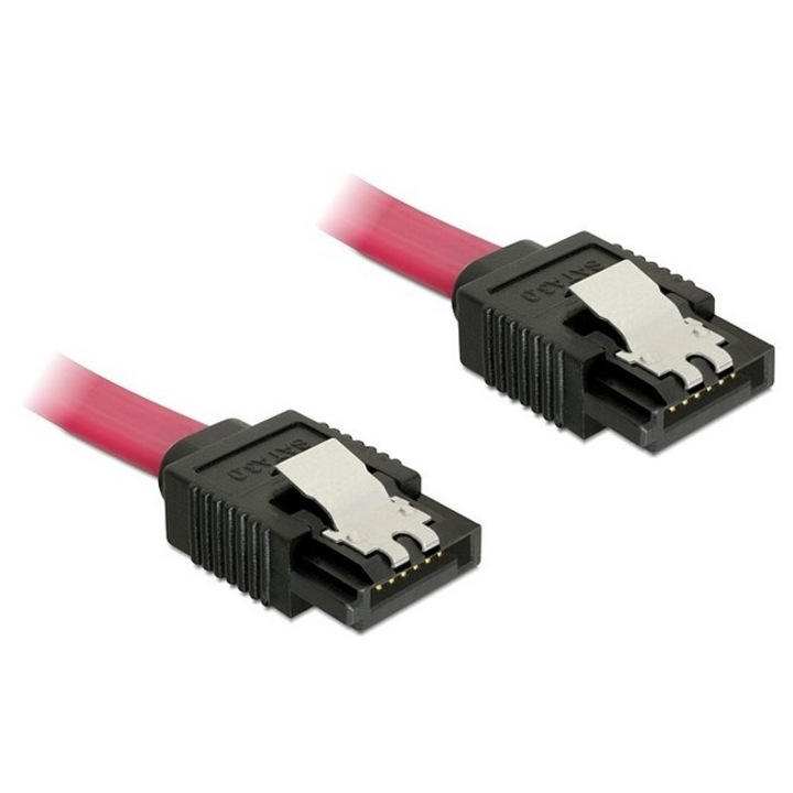 Delock кабел, 2 x SATA, 6 Gb/s, 10 см, червен