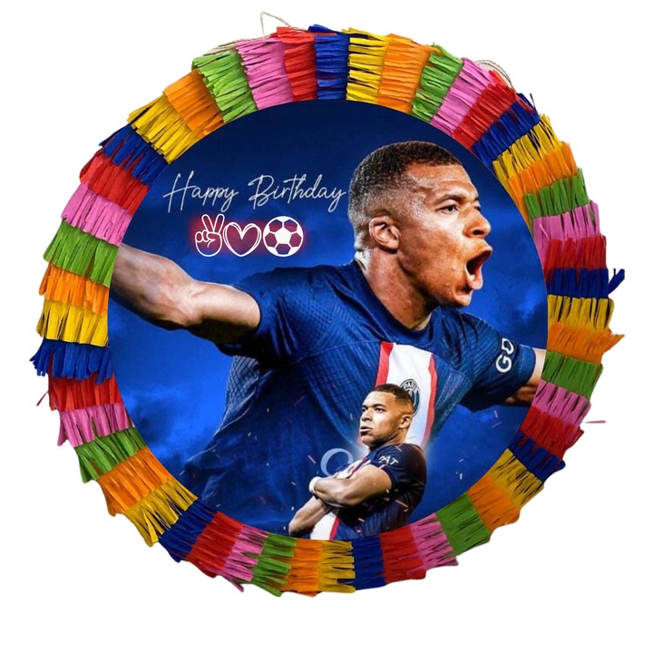 Pinata pentru petreceri, 35 cm, multicolora, model Fotbal Mbappe