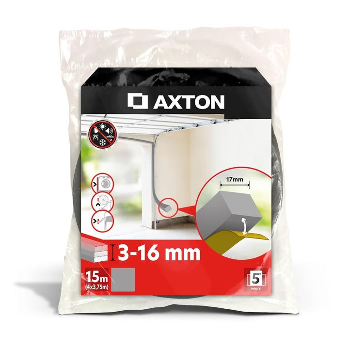 Banda etansare Axton, gri, 3-16 mm, 15 m, pentru uz industrial