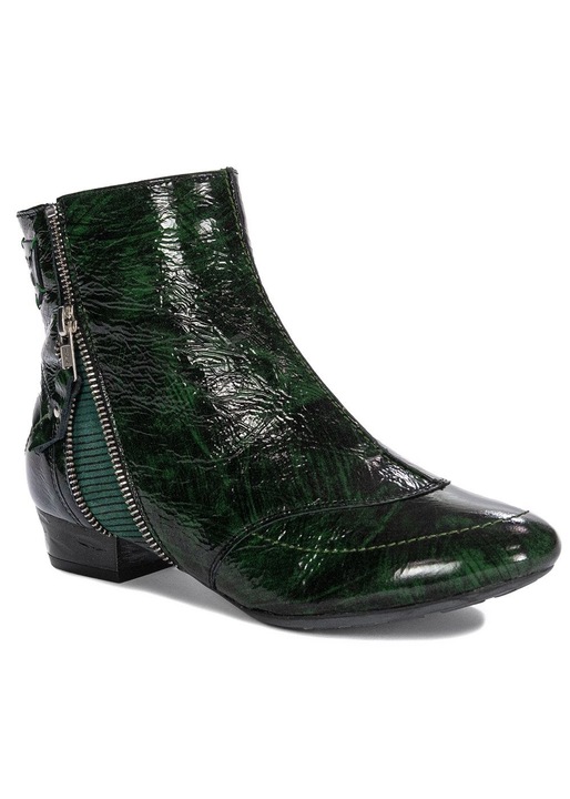 Botine dama Maciejka, cizme elegante, verde, piele lacuita, toc bloc, iarna, 37 EU