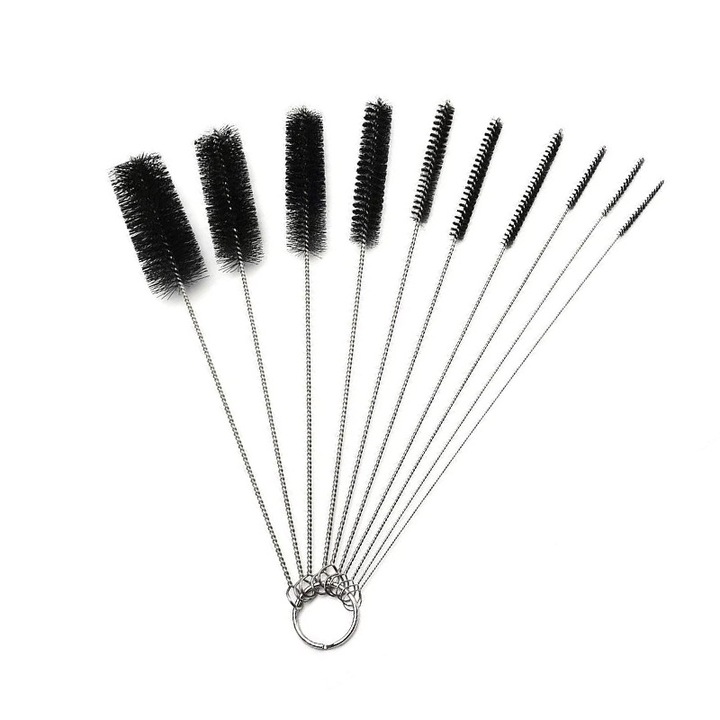 Perie de curatare din otel inoxidabil, Cozevdnt, cu peri din nailon, design compact, culoare alba