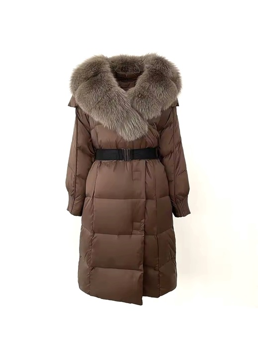 Női kabát, hosszú, természetes haj, M