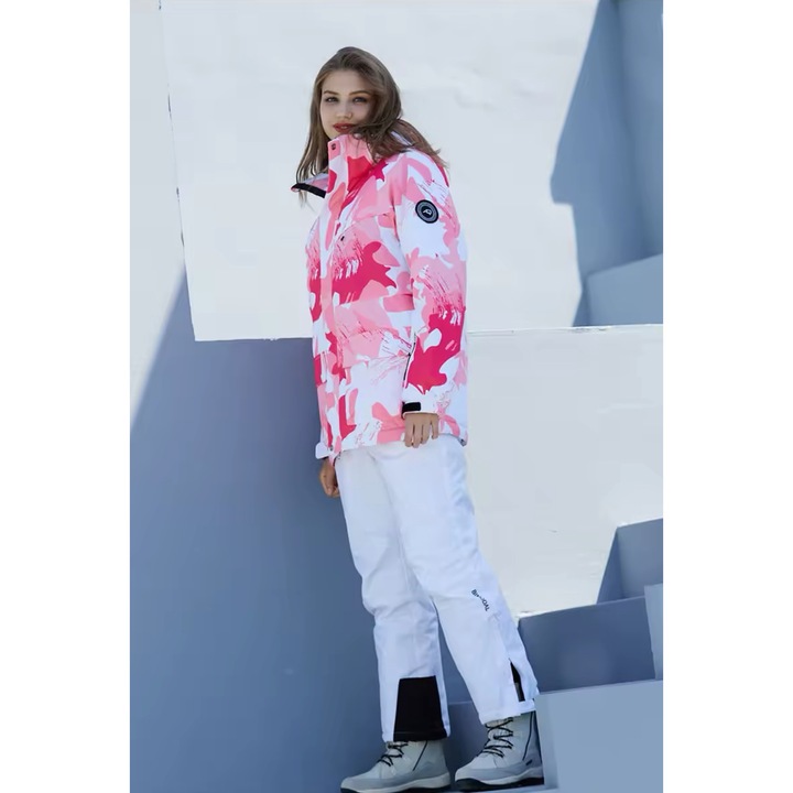 Echipa de schi, feminin, alb-negru, Roz