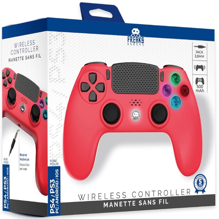 Freaks And Geeks Безжичен Контролер 3, 5mm Jack Slot Led Red, за PC, PlayStation 3, PlayStation 4