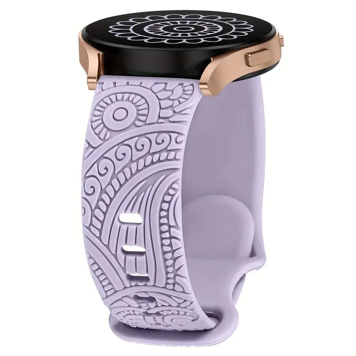 20 mm-es szilikon szíj, Samsung Galaxy Watch 5/Watch 4/Watch 6 40mm 44mm/Samsung Galaxy Watch 5 Pro 45mm/Galaxy Active 2/Galaxy Watch 3/Galaxy Watch 6-hoz, levendula lila