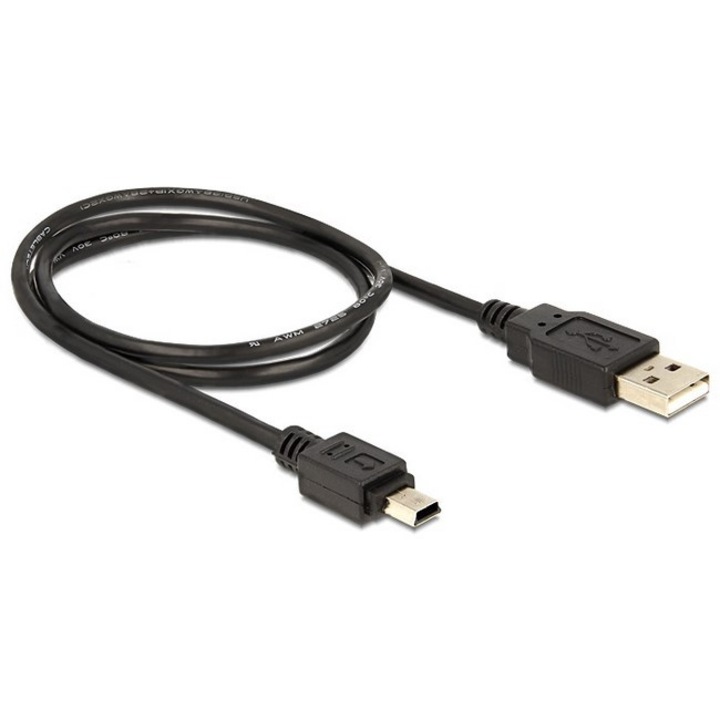Delock кабел, USB 2.0/Mini USB, 0,7 м, черен