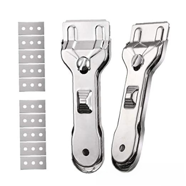 Unealta de curatare versatila Cozevdnt, 2 raclete, 10 lame, compacta, pentru gresie si sticla