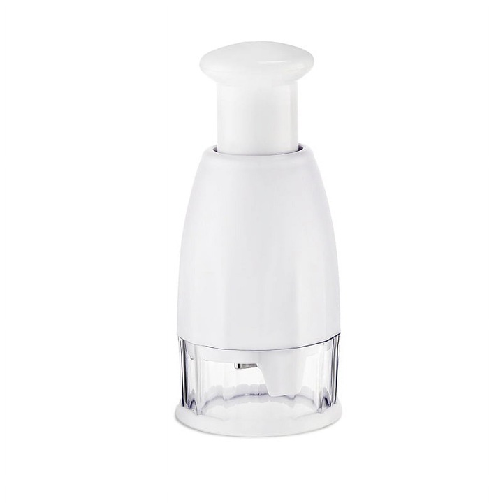 Taietor manual legume multifunctional inox cu capac si recipient, compact