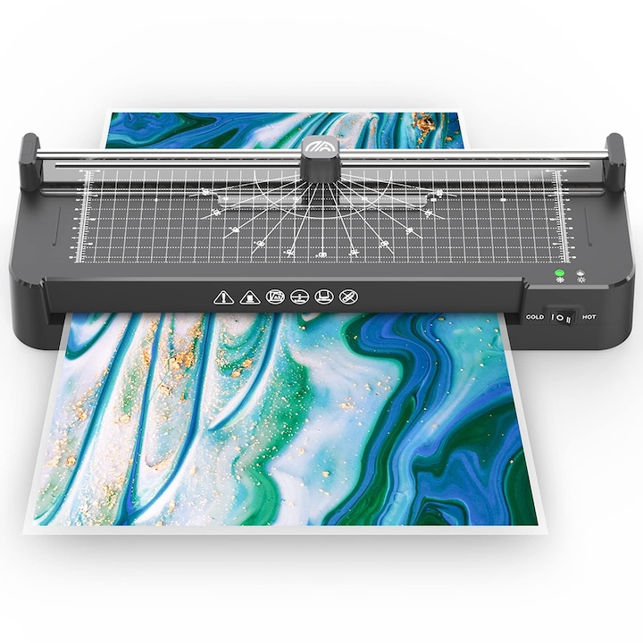 Cozevdnt A3 laminálógép, 40db lamináló tasak készlet, fekete, 445x145x88mm