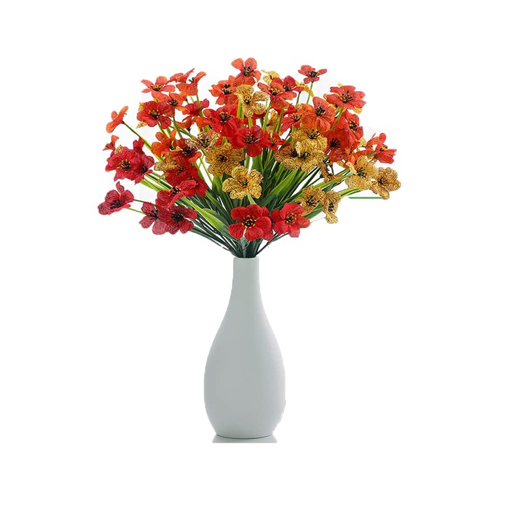 18 darabos művirág készlet, valósághű megjelenésű, tarka, 35cm