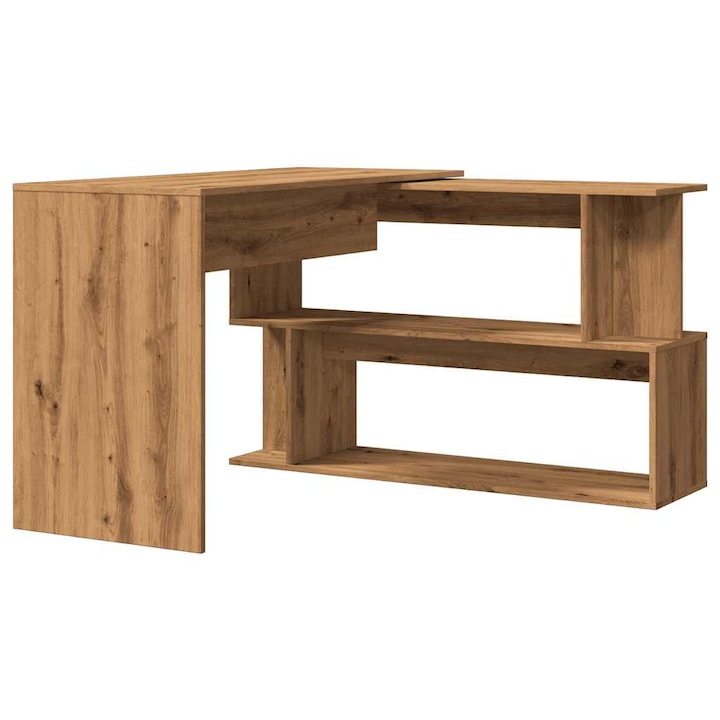 Birou de colt vidaXL, stejar artizanal, 200, 5x50x76 cm, lemn prelucrat, 32.65 Kg
