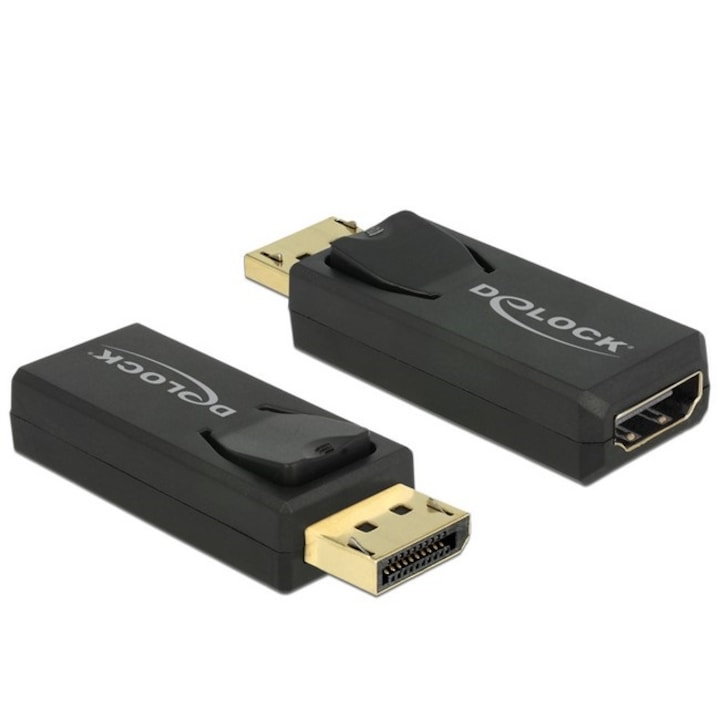 Adaptor, Delock, Displayport 1.2 mascul - HDMI femela, 4K activ, Negru