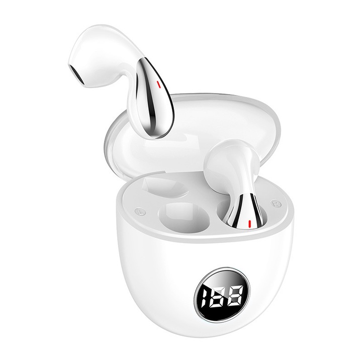 Безжични слушалки, Bluetooth 5.4, микрофон, бели