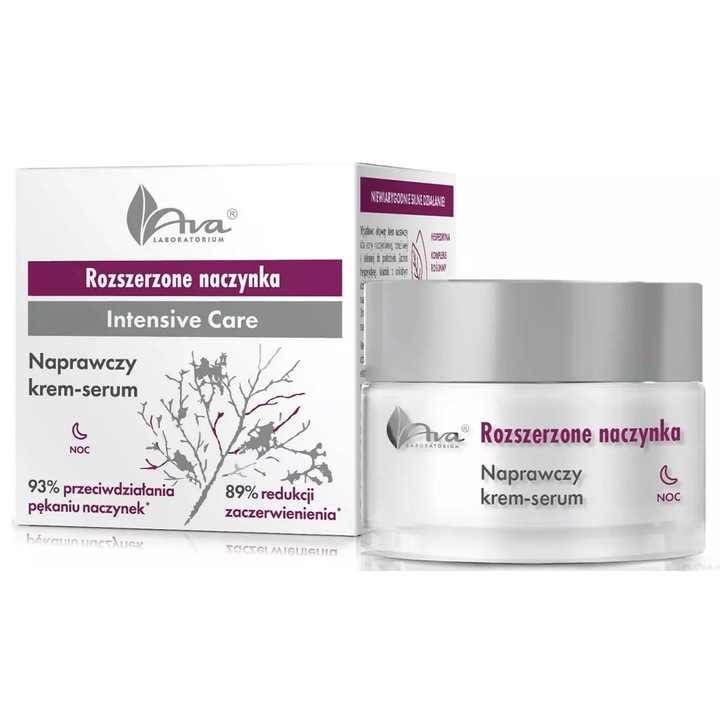 Crema-Serum de Noapte, Ava Laboratorium, 50ml, pentru piele sensibila, textura usoara