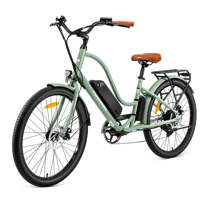 Elektromos kerékpár, Touroll, B2, 26"x16", 36V 250W, 15,6Ah, mechanikus fék, zöld, 7 sebesség, női