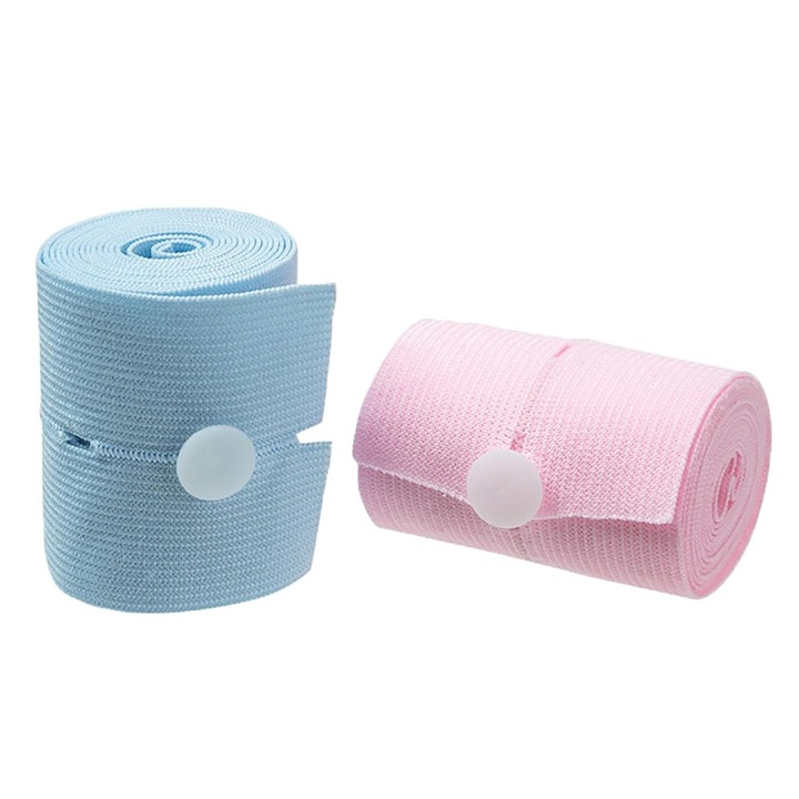 Set 2 Centuri de Monitorizare a Ritmului Cardiac Fetal, toolsy, Material Moale si Elastic, 6 x 130 cm, Albastru/Roz