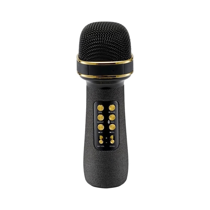 Microfon wireless Wacorresi, multifunctional, cu lumini LED, pentru karaoke, 30x10cm