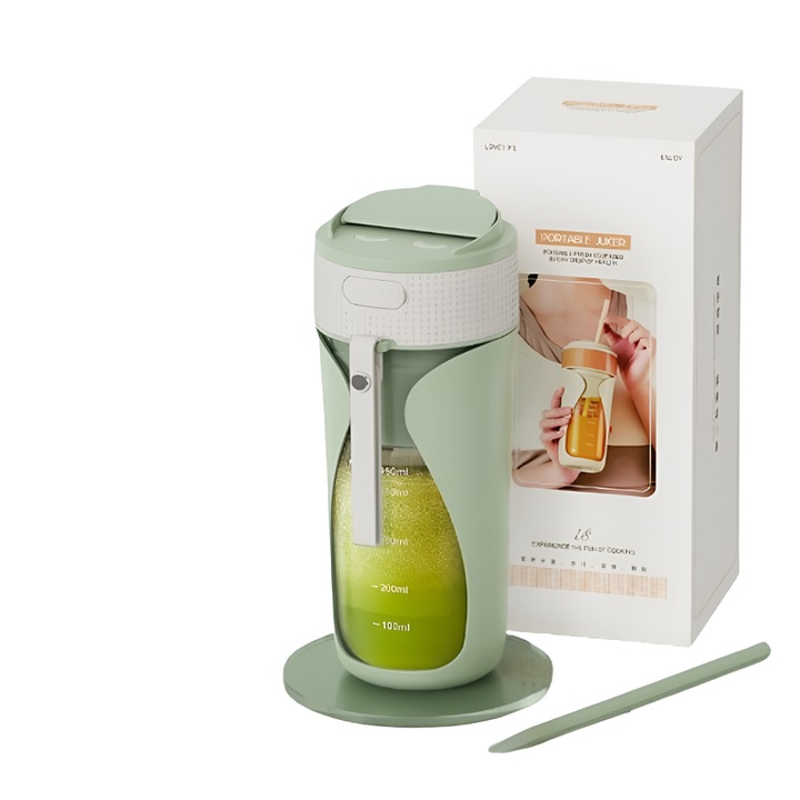 Storcator portabil, 6 lame pentru taiere puternica, capacitate mare de 450 ml, durata lunga de viata a bateriei, port de incarcare tip C, portabil, potrivit pentru suc, milkshake, smoothie, material alimentar, potrivit pentru sport, calatorii, drumetii