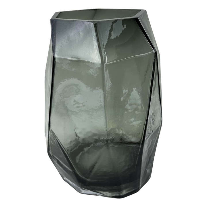 Стъклена ваза, Octa S, сива, 10x15см