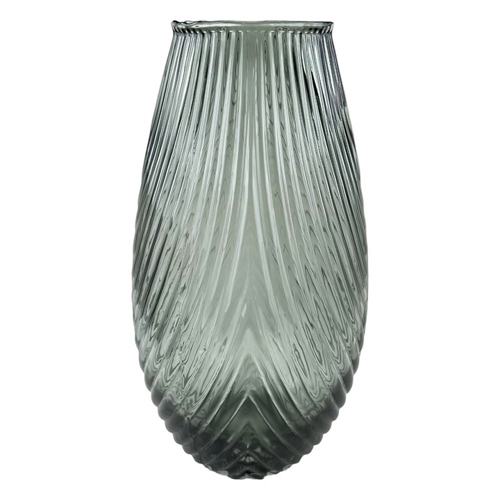 Vaza de sticla Leaf M, gri, 30x45cm