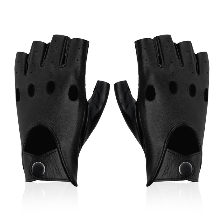 Manusi barbati, Betlewski, Jacob, piele naturala, marimea M, culoare neagra, model fara degete