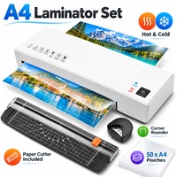 Laminator ARC, 4 in 1, A4, EXCITAT®, ABS, Mod rece/fierbinte, 340 mm/fmin, 2-3 minute de incalzire rapida, Preveniti infundarea cu un clic, cu 50 de placi de laminat, diverse dimensiuni, potrivita pentru acasa, scoala si birou, Alb