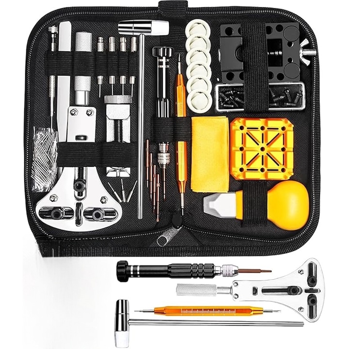 Комплект инструменти за ремонт на часовници, отварачка за кутии, инструмент за пружинна лента, комплект инструменти за смяна на батерията на часовника, комплект за регулиране на каишка и щифт