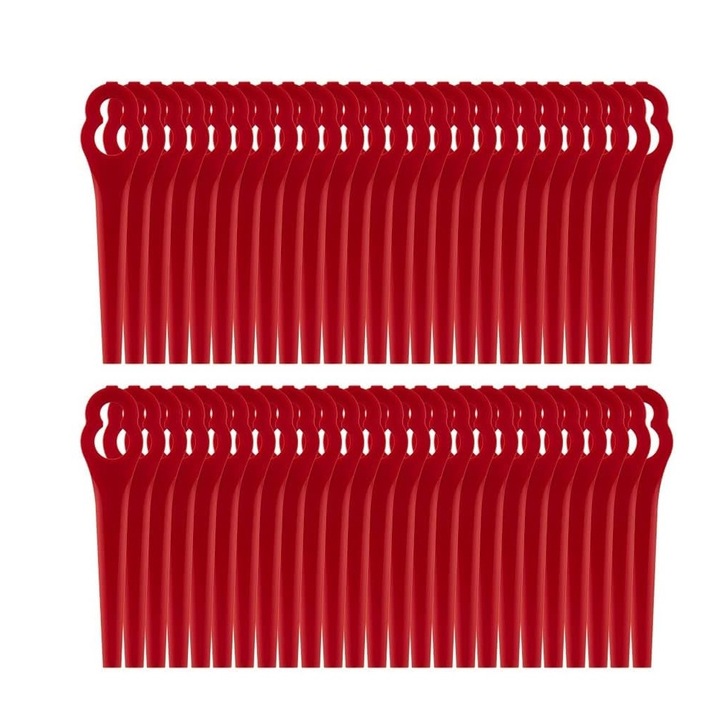50 db fűnyírókés készlet, mzoLife, műanyag, 12x7mm, 83mm, piros