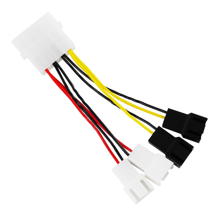 Adapter Molex 4 Pin pentru 4 ventilatoare, AABCOOLING C12, 2x5V + 2x12V, 10cm