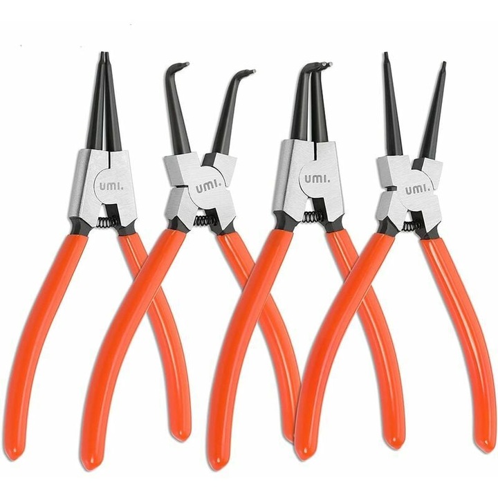 Set de 4 clesti circlip, lungime 180mm, dimensiune varf 1.6mm, portbagaj, portocalie