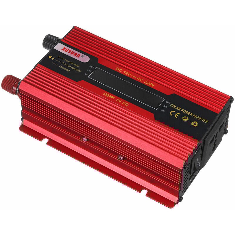 Invertor auto XUYUAN, DC 12V la AC 220V, cu display LCD