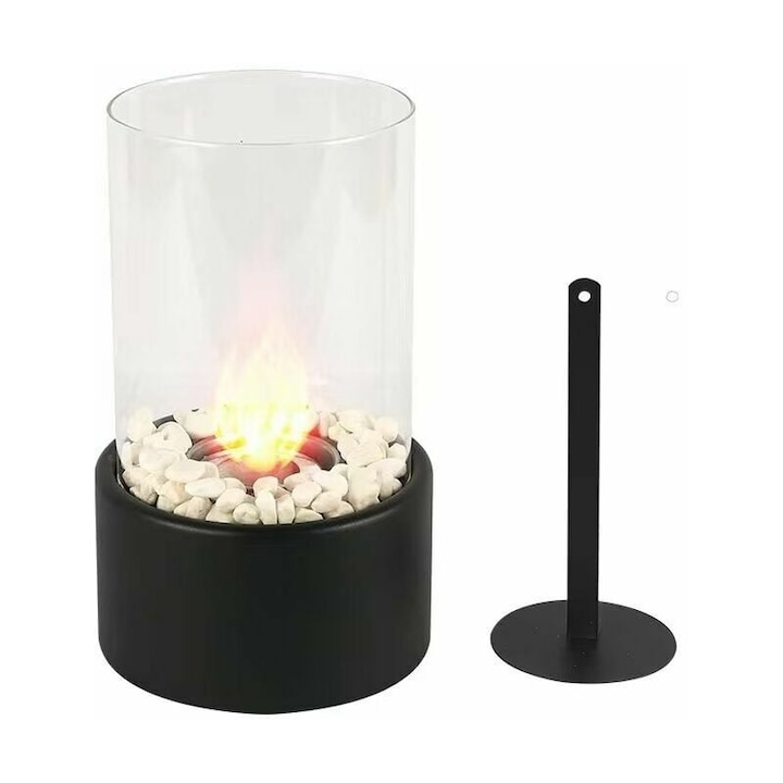 Mini etanolos asztali kandalló, 16,5x16,5x27,5cm, fekete
