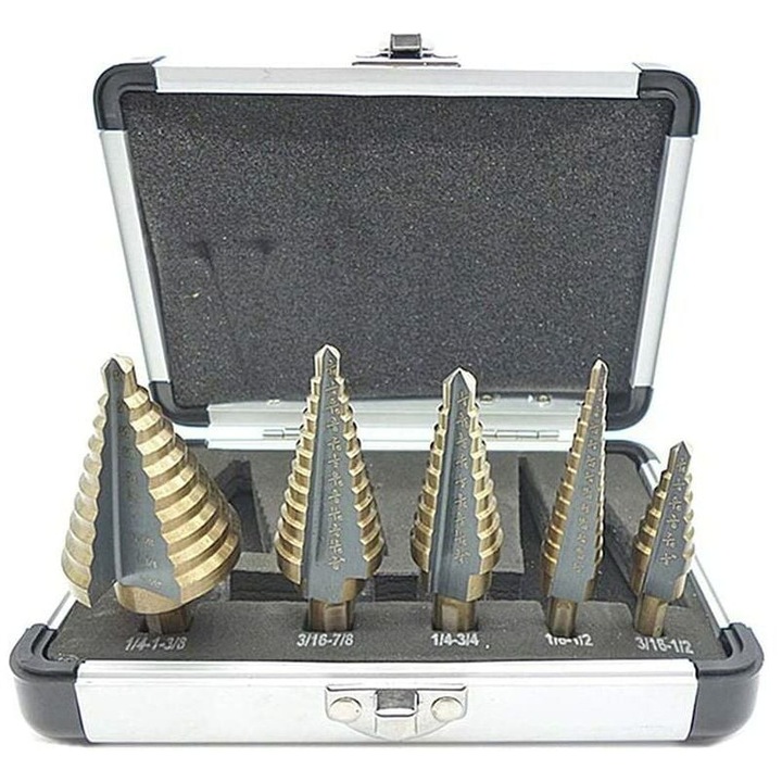 Set burghie pas cu doua caneluri, Enforose, din otel HSS, design ergonomic, 5 bucati