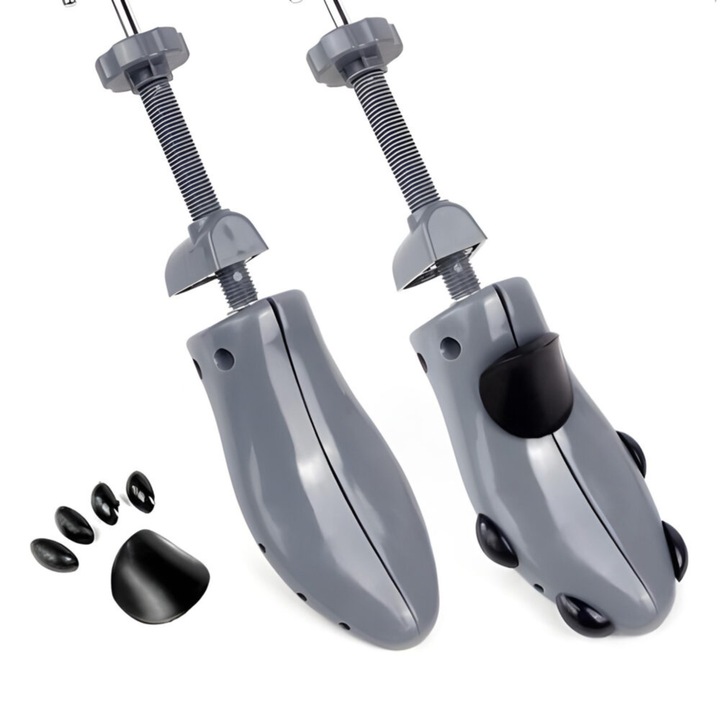 Set 2 Sanuri Reglabile VarioShop®, Marime 39-43, Universal, Pentru Largit si Alungit Pantofi, Pentru Toate Tipurile de Pantofi si Incaltaminte, ABS / Otel, Gri