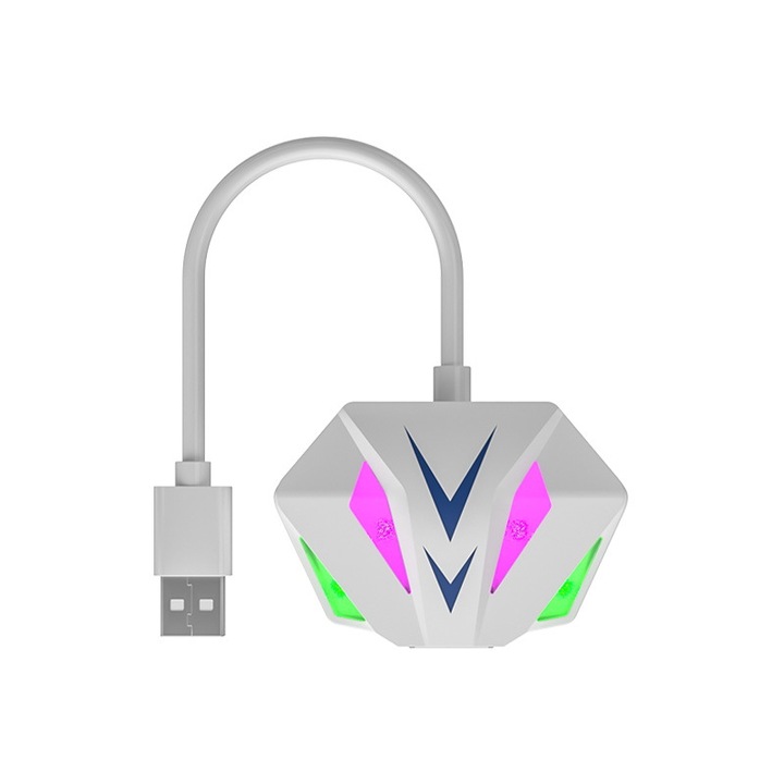 Placa de retea, USB/Type-c la RJ45, 100Mbps, indicator RGB, plug and play, alb