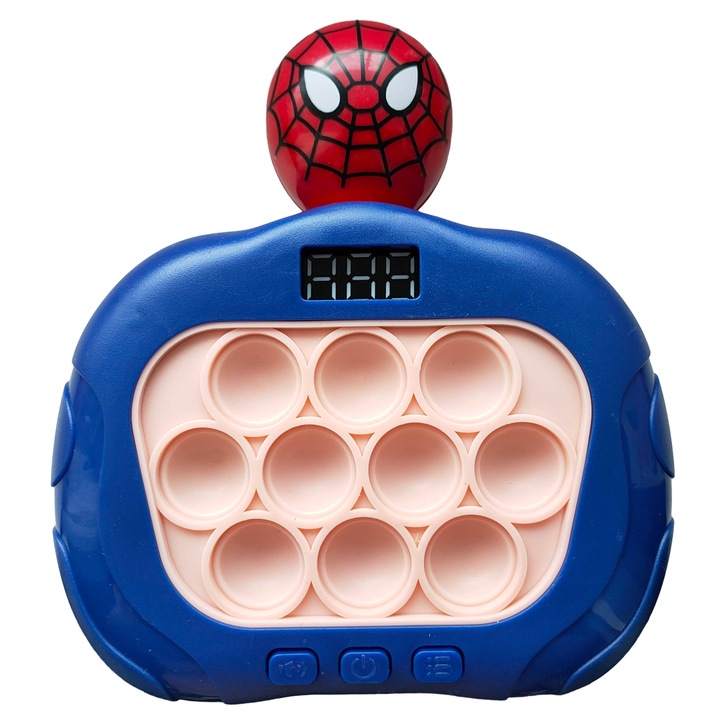Pop It Game Consola, Electronic, cu sunete si lumini, antistres, senzoriala, ajuta memoria si indemanarea, model Spider Man cu afisaj, SARALMA®