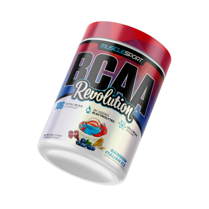 MuscleSport™ BCAA Revolution Rainbow Italian Ice Flavor, Aminoacizi cu Aroma de Desert Italian, 450g