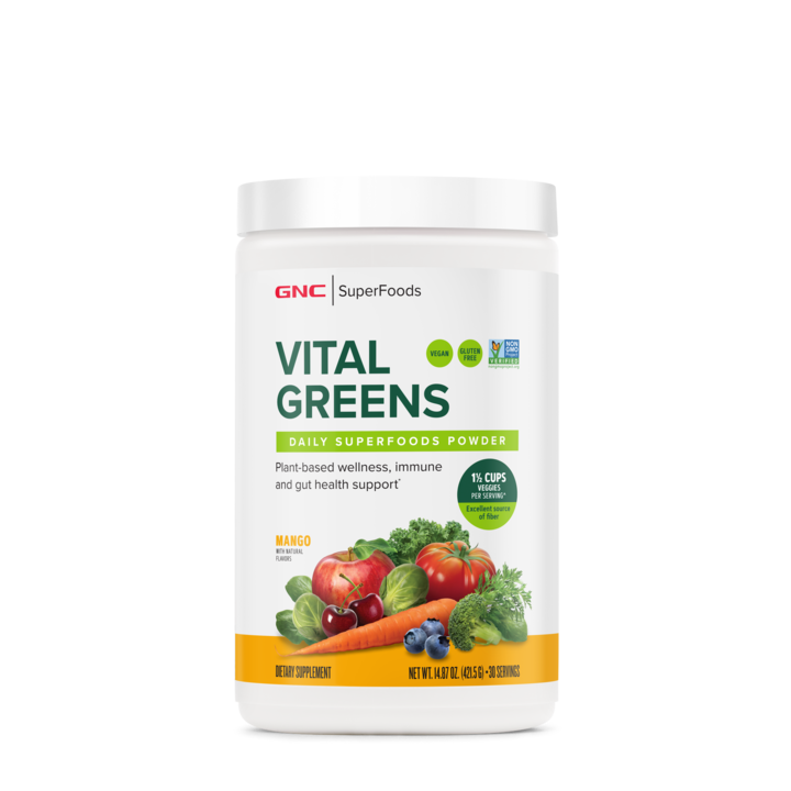 GNC Superfoods Vital Greens Daily Superfoods Powder, Pudra cu Super Alimente Verzi cu Aroma de Mango, 421.5 g