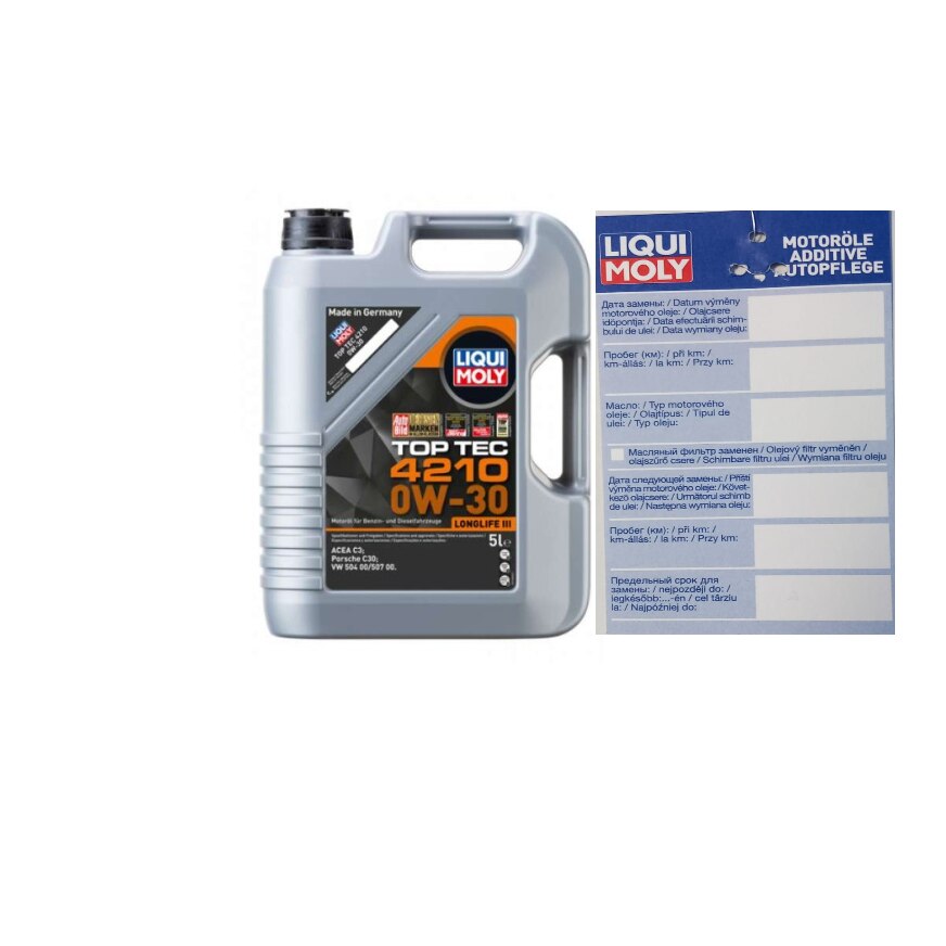 Set ulei motor Liqui Moly Top Tec 4210 0w30 5L si eticheta service