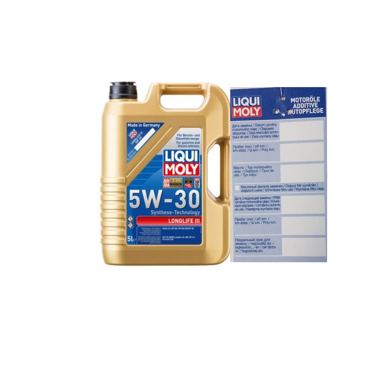 Set ulei motor Liqui Moly Long Life3 5w30 5L si eticheta service