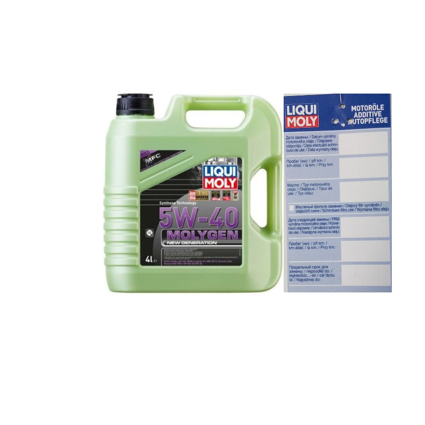 Set ulei motor Liqui Moly molygen new generation 5w40 4L si eticheta service
