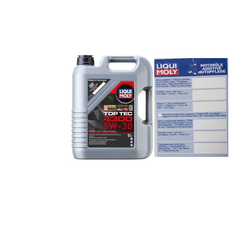 Set ulei motor Liqui Moly top tec 4300 5w30 5L si eticheta service